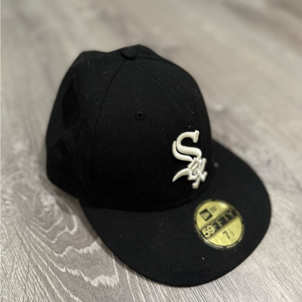 Sox Black Fitted Hat with White Logo